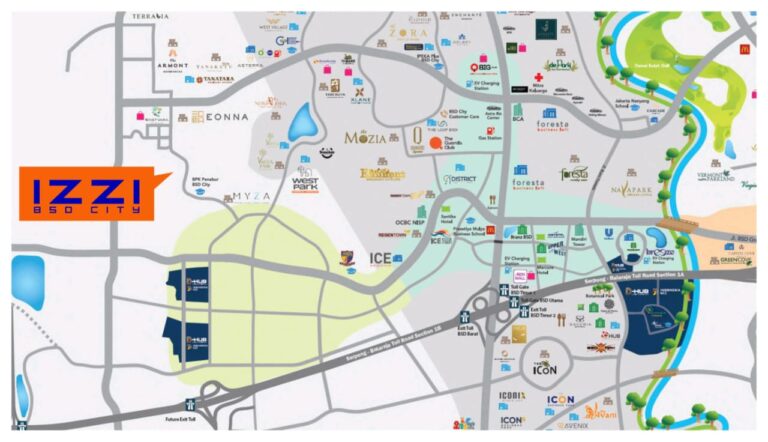 perumahan cluster bsd city - izzi bsd layout - spazzia bsd city